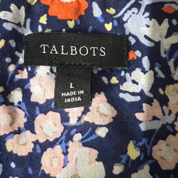 Talbots Navy Floral Print Blouse - Picture 4 of 8